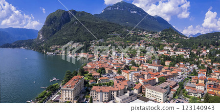 Idyllic lake scenery, amazing Lago di Como. Aerial view of beautiful Menaggio town. Italy, Lombardia. Idyllic lake scenery, amazing Lago di Como. Aerial view of beautiful Menaggio town. Italy, Lombardia. 123140943