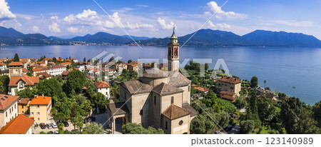 Italy, Piedmot region (Piemonte) beautiful Lake Lago Maggiore. scenic village Cassino in Cannero Riviera , border with Switzerland. 123140989