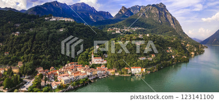 Italy, most beautiful scenic villages near lake . Lago di Lugano, beautiful valley Valsolda and charming traditional village San Mamete. Border with Switzerland. Italy, most beautiful scenic villages near lake . Lago di Lugano, beautiful valley Valsolda and charming traditional village San Mamete. Border with Switzerland. 123141100