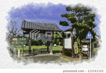 Watercolor painting style: Hizaka-juku, Kataoka Honjin Ogiya ruins, Kakegawa City, Shizuoka Prefecture 123141143