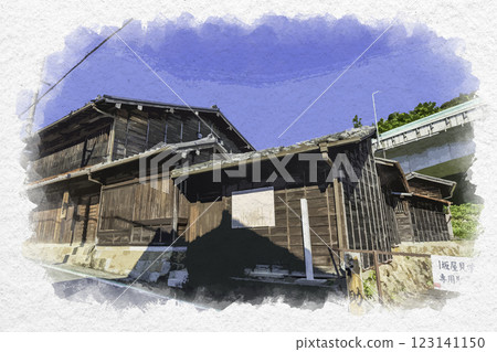 水彩風格：靜岡縣掛川市川坂屋日坂宿街景 123141150