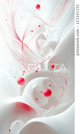 3D abstract design with flowing white shapes and pink accents 3D abstract design with flowing white shapes and pink accents 123141152