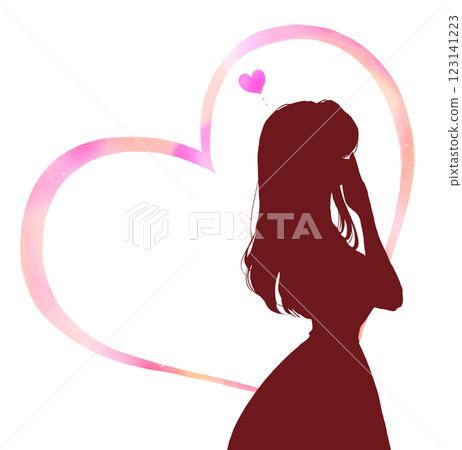 Woman in love, heart-shaped shadow puppet 123141223