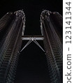 Petronas Twin Towers at night, popular landmark and touristic attraction in Kuala Lumpur, 123141344