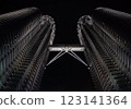 Petronas Twin Towers at night, popular landmark and touristic attraction in Kuala Lumpur, 123141364