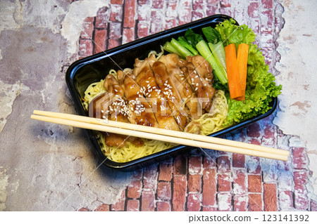Teriyaki Chicken Noodles, Asian Fusion Style Teriyaki Chicken Noodles, Asian Fusion Style 123141392