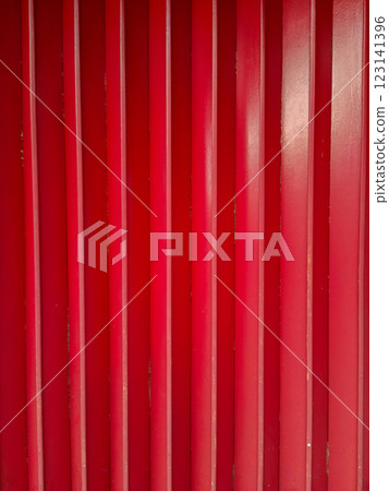 Red Grooved Metal Wall Texture. Striped Iron Fence Seamless Pattern. Red Grooved Metal Wall Texture. Striped Iron Fence Seamless Pattern. 123141396