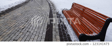 Bench in a winter park Kiev Ukraine Bench in a winter park Kiev Ukraine 123141473