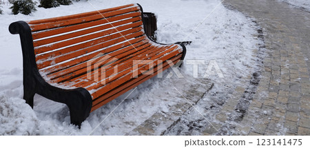 Bench in a winter park Kiev Ukraine Bench in a winter park Kiev Ukraine 123141475