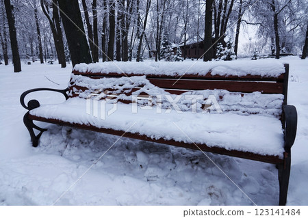 Bench in a winter park Kiev Ukraine Bench in a winter park Kiev Ukraine 123141484