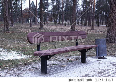Bench in a winter park Kiev Ukraine Bench in a winter park Kiev Ukraine 123141491