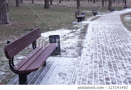Bench in a winter park Kiev Ukraine Bench in a winter park Kiev Ukraine 123141492