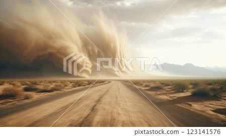 dust devil sandstorm in desert landscape dust devil sandstorm in desert landscape 123141576