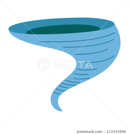 Tornado funnel symbol, storm and bad weather concept. Vector illustration isolated on white background, hand drawn, flat design Tornado funnel symbol, storm and bad weather concept. Vector illustration isolated on white background, hand drawn, flat design 123141606