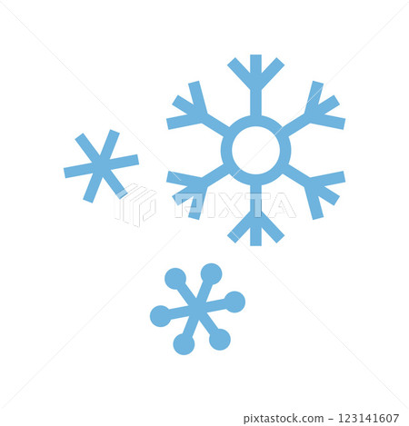 Three simple blue snowflakes in different styles. Perfect for winter themed designs. Vector illustration isolated on white background, flat design 123141607