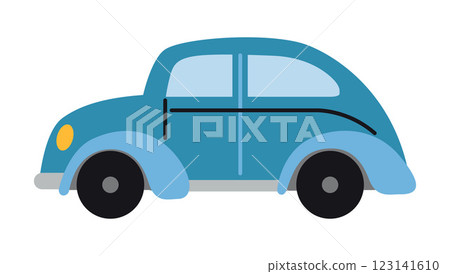 Blue classic retro car. Vector illustration isolated on white background, hand drawn, flat design Blue classic retro car. Vector illustration isolated on white background, hand drawn, flat design 123141610