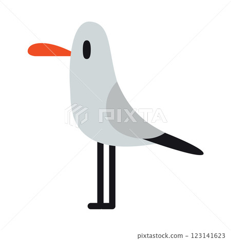 Cute seagull, little grey bird. Vector illustration isolated on white background, hand drawn, flat design Cute seagull, little grey bird. Vector illustration isolated on white background, hand drawn, flat design 123141623