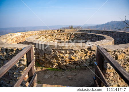 Old chapel and fortress ruins in a small czech town Petrohrad. Way of pilgrims, Czech republic. Old chapel and fortress ruins in a small czech town Petrohrad. Way of pilgrims, Czech republic. 123141747