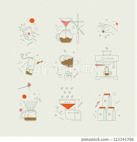 Coffee symbols set light 123141786