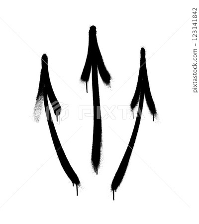 Graffiti arrows with overspray in black over white. 123141842
