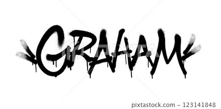Sprayed Graham name with overspray in black over white. Vector illustration. Sprayed Graham name with overspray in black over white. Vector illustration. 123141848