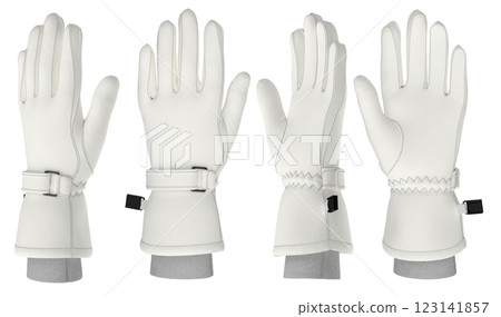 Winter Sports Gloves Mockup, White Mens and Womens Sports Gloves, Front, Back, 3 4, Side Views, 3D Render Winter Sports Gloves Mockup, White Mens and Womens Sports Gloves, Front, Back, 3 4, Side Views, 3D Render 123141857