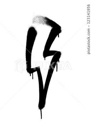 Sprayed lightning with overspray in black over white. Vector illustration. Sprayed lightning with overspray in black over white. Vector illustration. 123141956