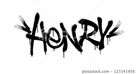 Sprayed Henry name with overspray in black over white. Vector illustration. Sprayed Henry name with overspray in black over white. Vector illustration. 123141958