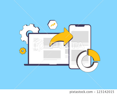 Web-to-app conversion drives user engagement by directing website visitors to mobile apps. Web-to-app campaigns improve retention, boost mobile app adoption marketing strategies. Vector illustration 123142015