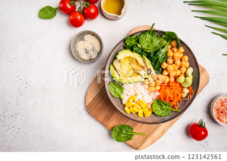 Poke bowl with shrimps Poke bowl with shrimps 123142561