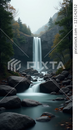 Stunning Natural Waterfall Phone Wallpaper with Serene River Flowing Through Rocks Stunning Natural Waterfall Phone Wallpaper with Serene River Flowing Through Rocks 123142652