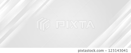 Diagonal grey gradient line background. Abstract silver stripes wallpaper. Abstract gray tech backdrop. Oblique gris texture for design template, poster, banner, flyer, brochure, presentation. Vector 123143041