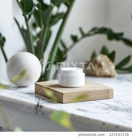 Cosmetic cream in a glass jar. Skin care concept. Background for beauty products 123143116