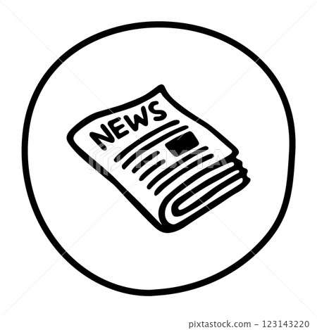 Doodle newspaper icon hand drawn with black line in freehand style 123143220