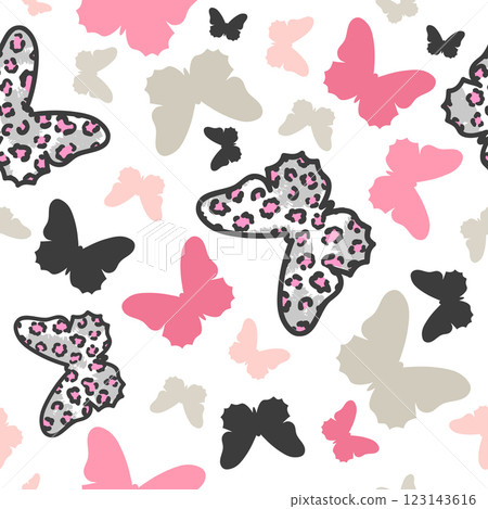 Abstract butterfly pattern with leopard print for girls design 123143616