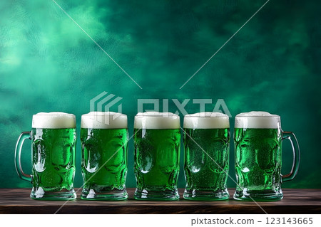horizontal banner with beer glasses, pints, St. Patrick's Day horizontal banner with beer glasses, pints, St. Patrick's Day 123143665