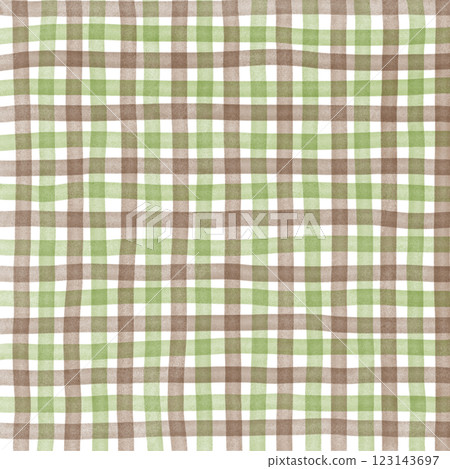 Green Brown Plaid Gingham Check Hand Drawn Background Pattern Overlay 123143697