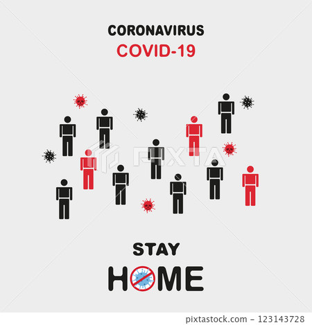 2019-nCoV coronavirus vector illustration. Viral infection spreads between people. Poster design 123143728