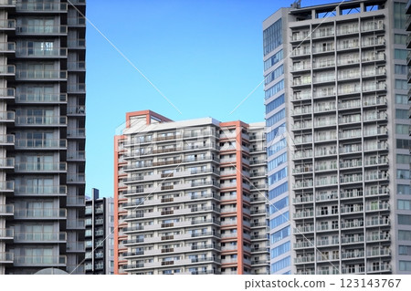 Blue sky and tower apartment Blue sky and tower apartment 123143767