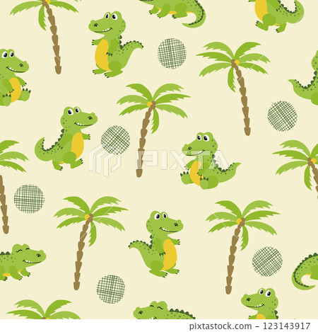 Seamless cartoon crocodiles pattern Seamless cartoon crocodiles pattern 123143917