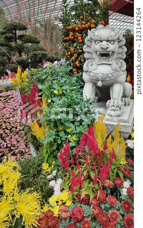 Singapore's iconic flower dome garden, which is beautifully designed buildings. Cloud forest dome, Garden by the Bay. 123144264