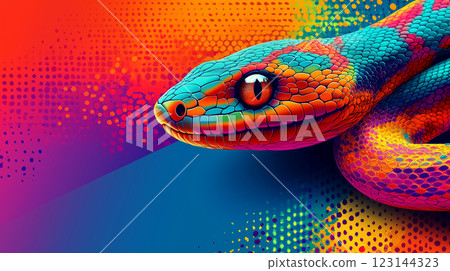 Vibrant abstract snake art with colorful gradient design for creative projects 123144323