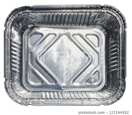 Empty foil baking dish on isolated background Empty foil baking dish on isolated background 123144502