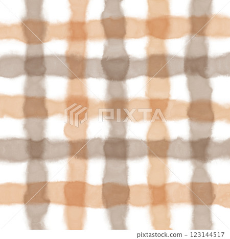 Brown Plaid Gingham Check Hand Drawn Background Pattern Overlay 123144517