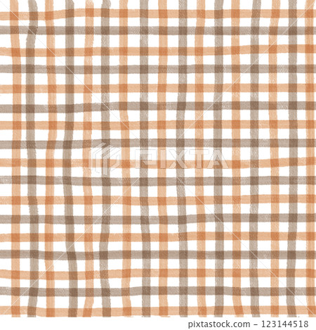 Brown Plaid Gingham Check Hand Drawn Background Pattern Overlay 123144518