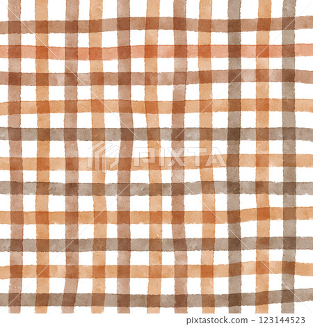 Brown Plaid Gingham Check Hand Drawn Background Pattern Overlay 123144523