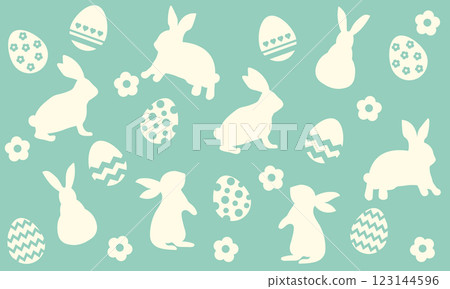 Easter bunny and egg silhouette pattern background 123144596
