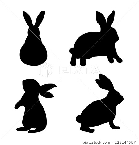 Rabbit silhouette illustration set 123144597