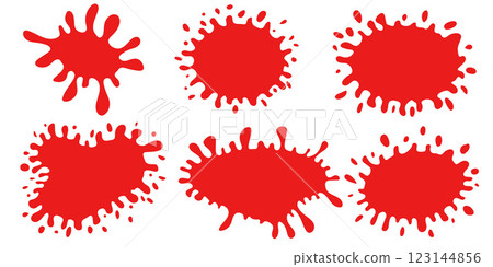 Collection of Red Splatter Shapes on White Background Collection of Red Splatter Shapes on White Background 123144856