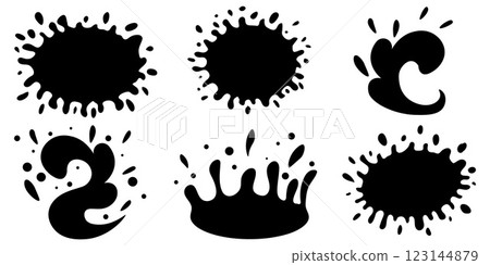 Collection of Ink and Paint Splatter Vector Illustrations for Design Projects 123144879